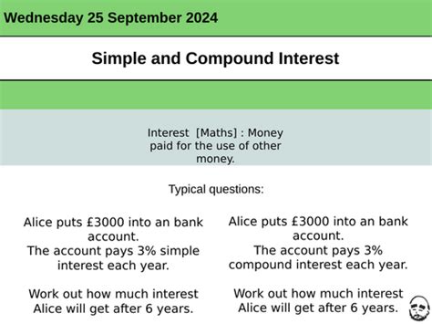 Toradh íomhá ar Compound Interest Worksheet TES