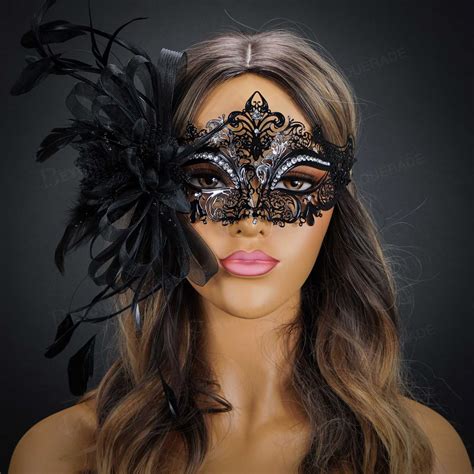 Black Feather Masquerade Masks with Feathers US FREE SHIP