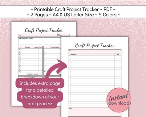 Afbeeldingsresultaten voor Craft Project Tracker Printable