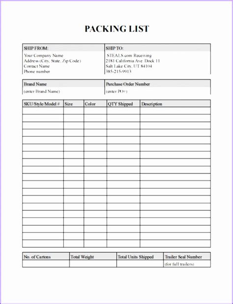 Image result for Shipper Packing List Template Excel