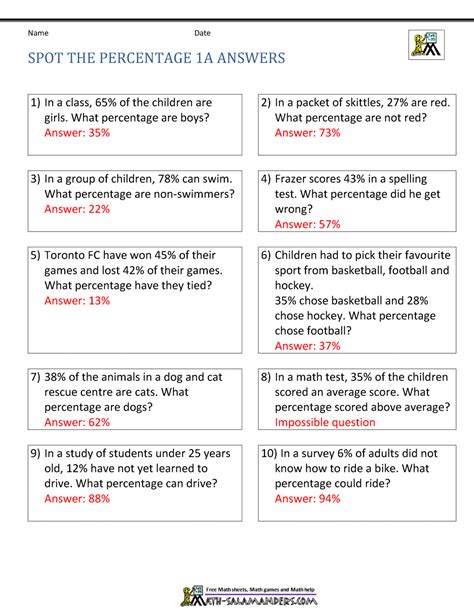Image result for Percentage Word Problems Worksheet PDF