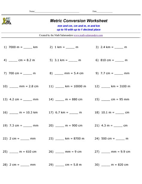 Image result for Math Conversion Worksheets