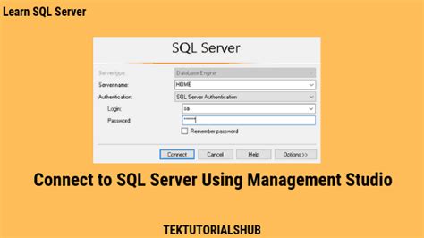 SQL Server Management Studio Connect DB with SQL Authentication に対する画像結果