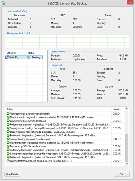 SQL Log Backups に対する画像結果