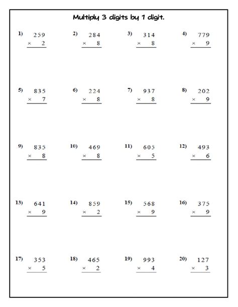 3-Digit X 3-Digit Multiplication Worksheets に対する画像結果