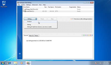 Disk Defragmenter Windows 7 に対する画像結果