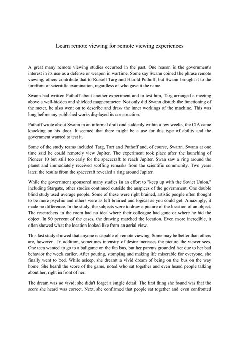 Image result for Remote Viewing Experiment