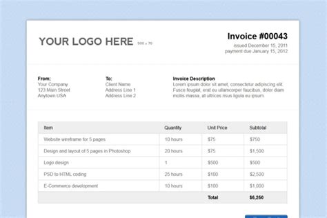 HTML Free Invoice Templates Download に対する画像結果