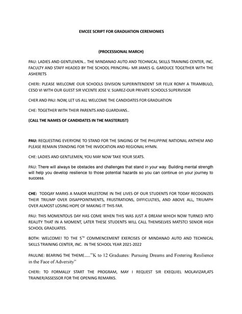 Image result for Master of Ceremony Graduation Script