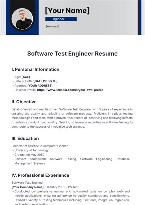 Toradh íomhá ar Experienced Software Engineer Resume Template