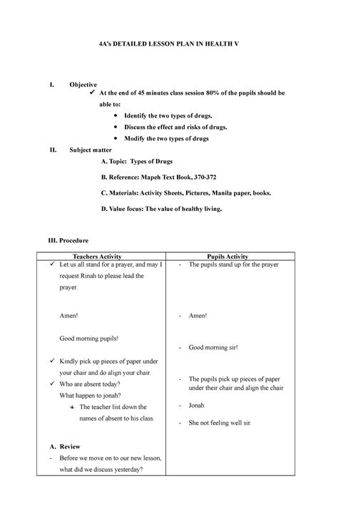 Image result for 4A Model Lesson Plan