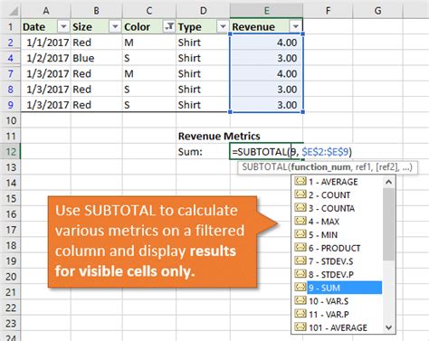 Image result for Subtotal Function in Excel 2010