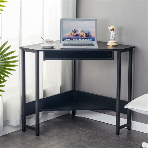 Toradh íomhá ar Small Corner Computer Desk with Keyboard Tray