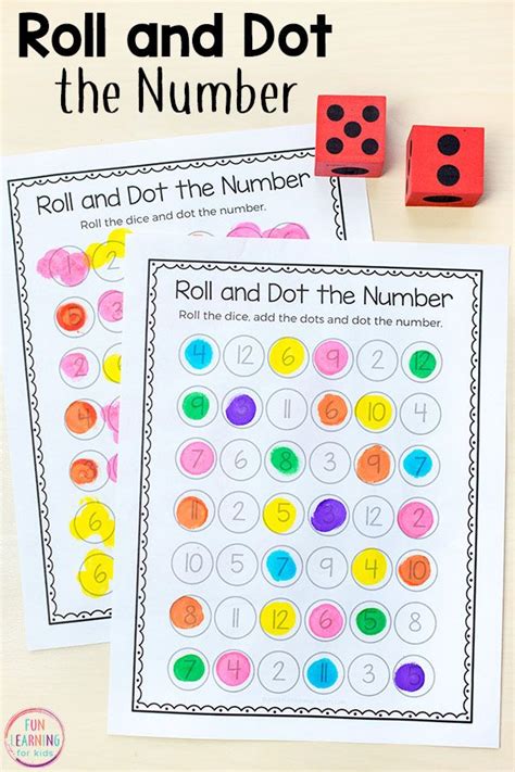 Roll and Dot the Number Math Activity Printable | Preschool math games ...