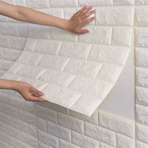 3D Wall Panels Peel and Stick White Brick Wallpaper Self-Adhesive Foam ...