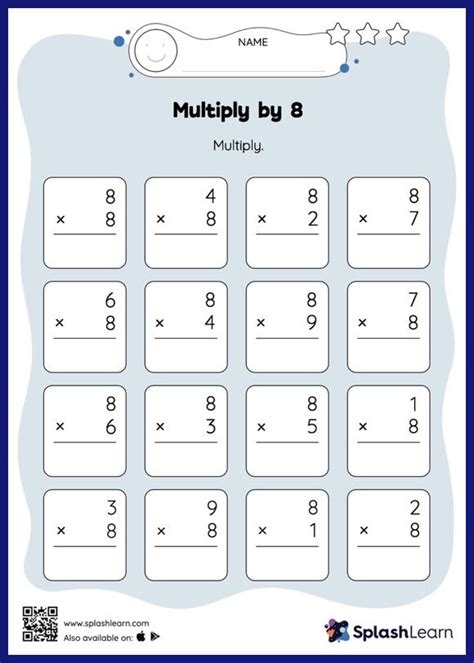 Image result for Multiplying by 8 Worksheet Printable