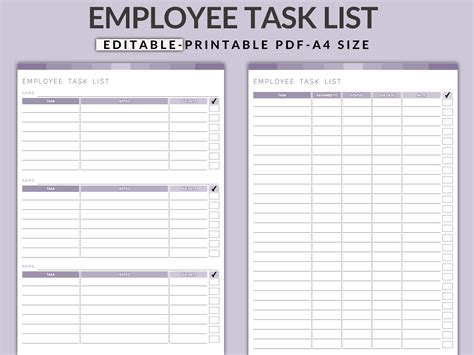 Toradh íomhá ar Employee Complete Task List Template