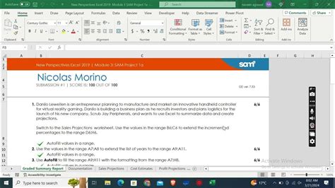Toradh íomhá ar Excel Module 3 Sam Project A
