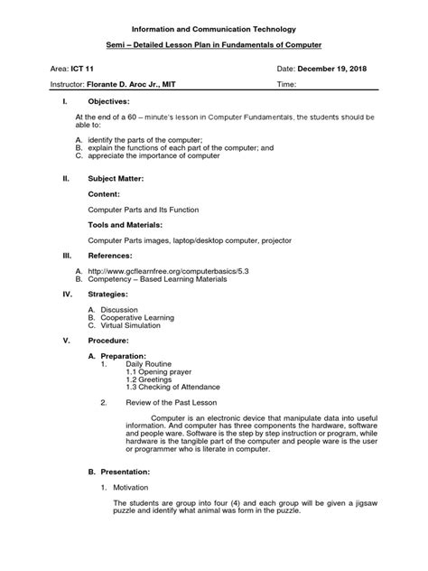 Computer Studies Lesson Plan に対する画像結果