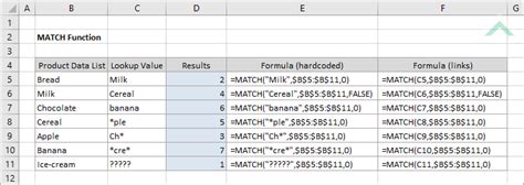 Match Function Excel Example에 대한 이미지 결과