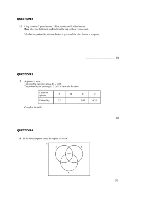 Toradh íomhá ar IGCSE Probability Questions