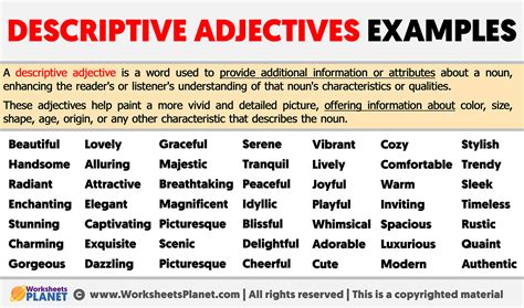 Examples of Descriptive Adjectives-এর ছবি ফলাফল