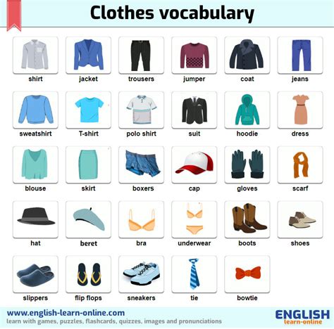 Toradh íomhá ar ESL Clothing Vocabulary