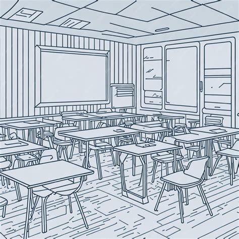 Premium AI Image | school classroom pencil drawing