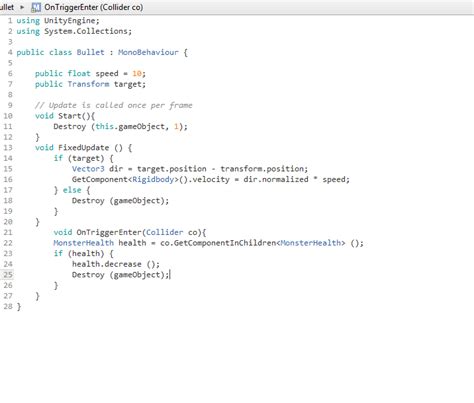 Image result for Simple Unity Bullet Script