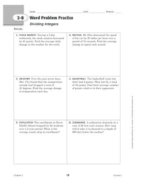 Image result for Dividing Integers Word Problems Worksheet