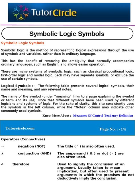 Symbolic Logic Symbols | Logic | First Order Logic