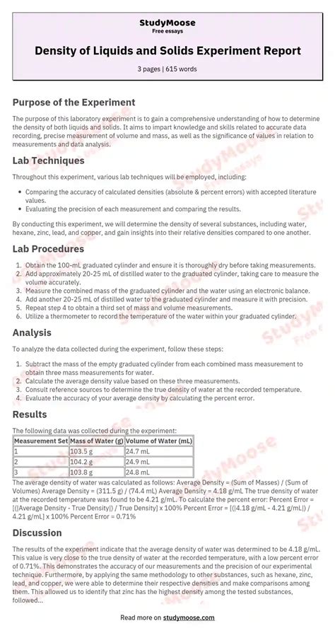 Image result for Density Lab Report