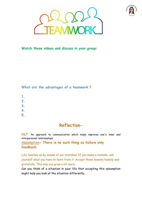 Afbeeldingsresultaten voor Unity and Teamwork Worksheet