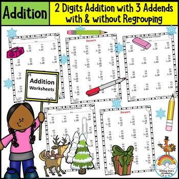 Résultat d’images pour 3 Addends Addition Worksheet