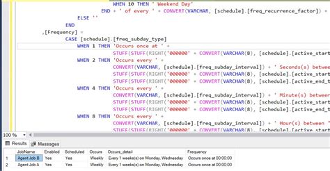 SSMS SQL Agent Schedule に対する画像結果