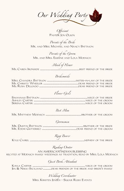 Image result for Wedding Program Wording