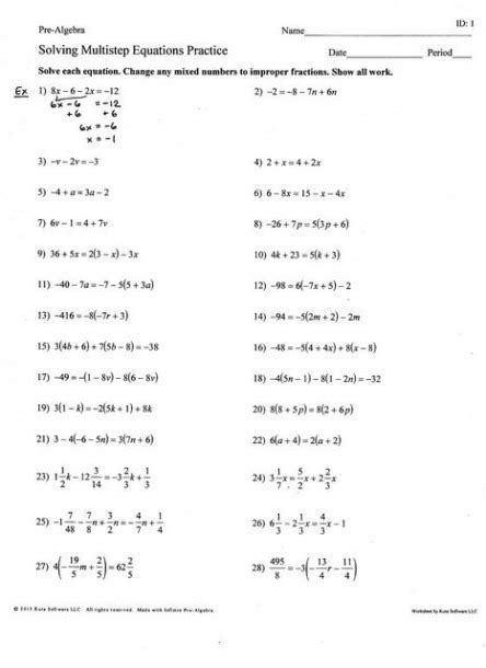 Toradh íomhá ar Solving Multi-Step Equations Worksheet PDF