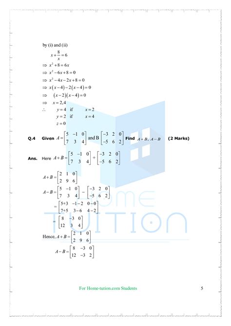 Image result for Matrix Important Question Class 12