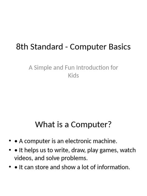 Toradh íomhá ar Computer Basics Presentation Cover
