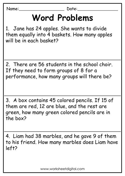 Math Word Problems 2nd Grade Free Printable に対する画像結果