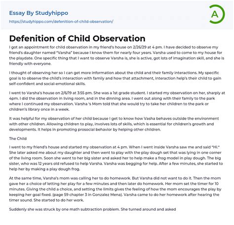 Image result for Objective Observation of a Child Example