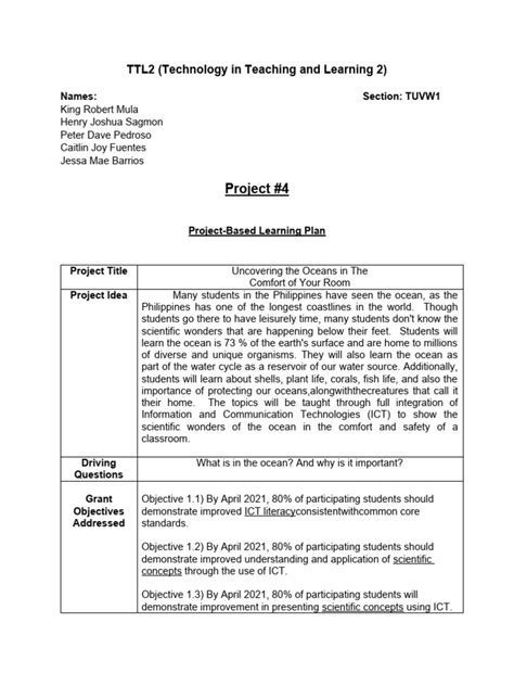 Lesson Plan Project Example に対する画像結果