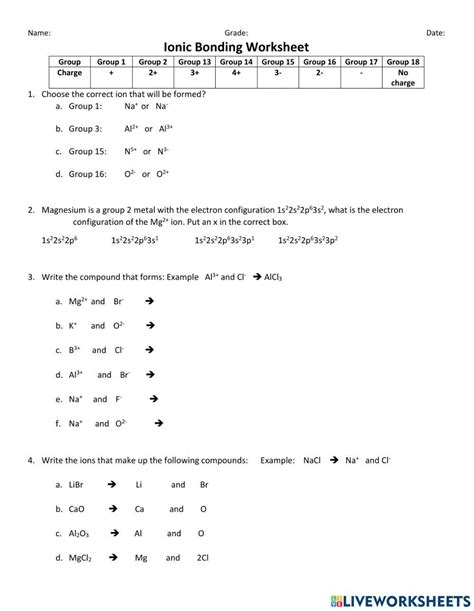 Image result for Ionic Bonding Worksheet Answer Key