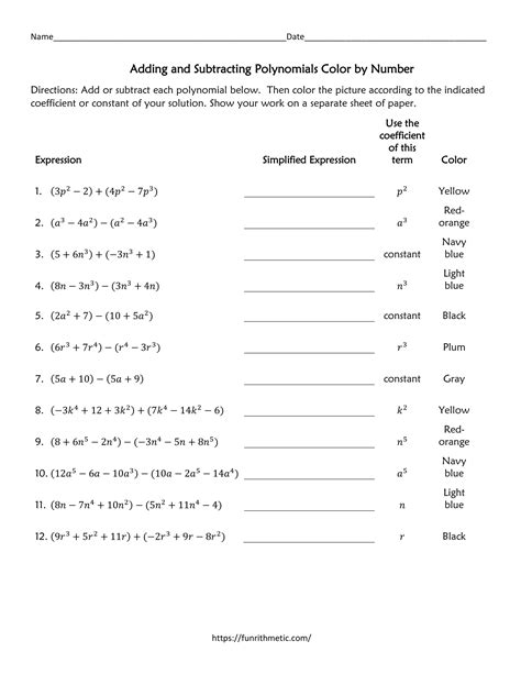 Image result for Adding and Subtracting Polynomials Worksheet Answer Key Algebra 1