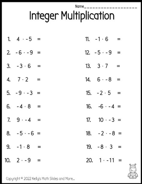 Toradh íomhá ar Creative Integer Worksheet