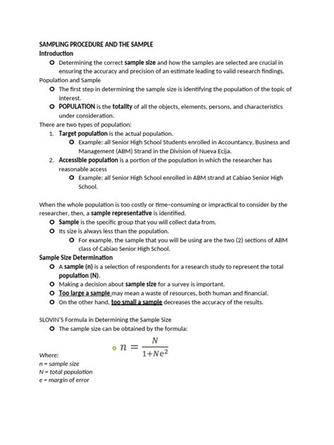 Image result for Sample Size in Sampling Procedure Example