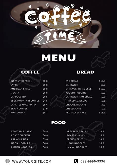 Simple Coffee Shop Menu に対する画像結果