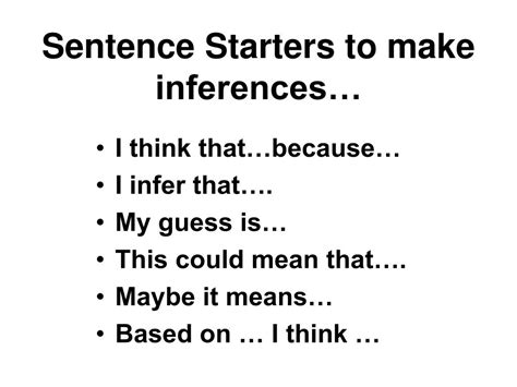 Image result for Inference Sentence Starters
