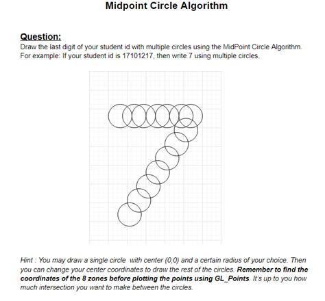 Midpoint Circle Algorithm Example માટે ઇમેજ પરિણામ