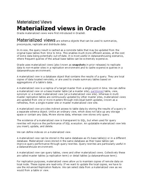 Image result for Oracle Materialized View Recompile Needed